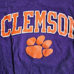 Vintage 90's Clemson Tigers T Shirt Large NCAA Russell Athletic Purple